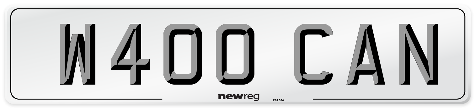 W400 CAN Number Plate from New Reg